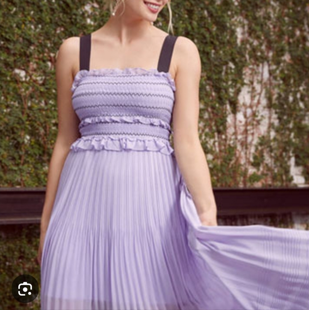 Three Floor Lavender and Black Midi Dress